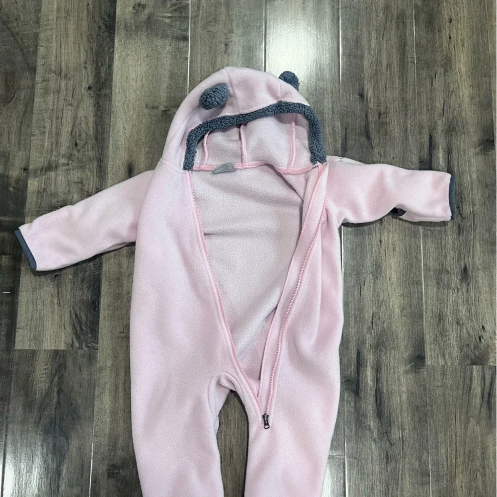 Columbia Infant Baby 6-12 Months Tiny Bear II Bunting Fleece One Piece Zip Pink